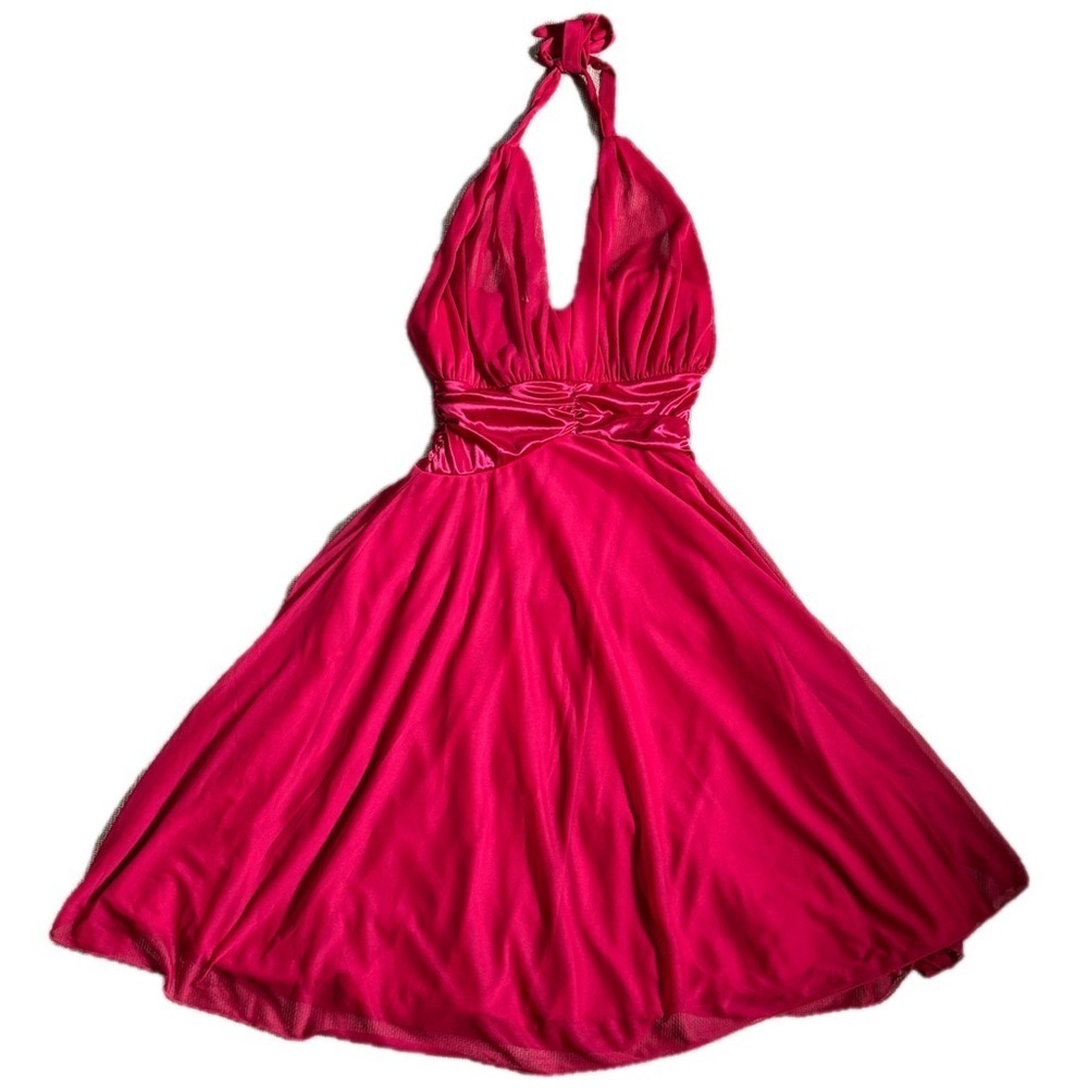 Davids Bridal Red Halter Dress Fits XS S Sexy Cocktail Evening Gown Bridesmaid
